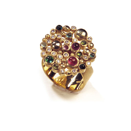 Untitled-1_0000_Cosmos ring-18k yellow gold , tourmalines and diamonds.